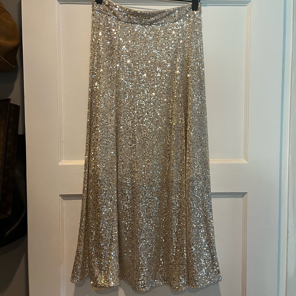 H&M silver sequin skirt